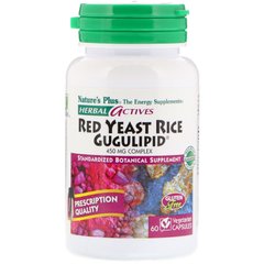 Красный дрожжевой рис + гуггулстероны, Herbal Actives, Natures Plus, 60 гелевых капсул (NAP-07247), фото
