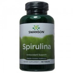 Спирулина, GreenFoods, Swanson, 500 мг, 180 таблеток (SWV-06010), фото