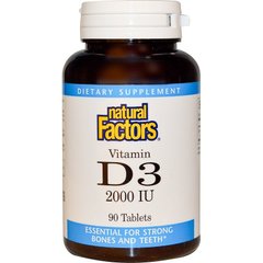 Витамин Д3, Natural Factors, 2000 МЕ, 90 таблеток (NFS-01052), фото