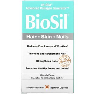 BioSil by Natural Factors, ch-OSA, покращене джерело колагену, 30 вегетаріанських капсул (NFS-39182), фото