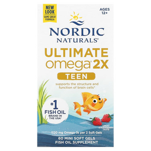 Nordic Naturals, Для підлітків, Ultimate Omega 2X, для дітей віком від 12 років, зі смаком полуниці, 60 м'яких пігулок (NOR-06110), фото