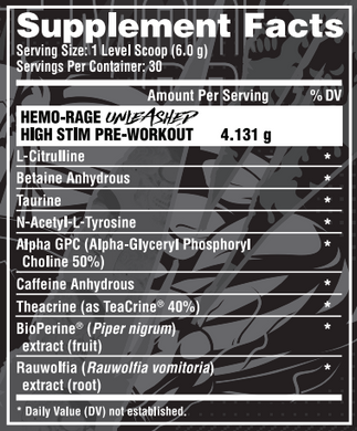 Nutrex Research, Hemo-Rage Unleashed, High Stim перед тренировкой, черничный лимонад, 199,2 г (NRX-02994)	, фото
