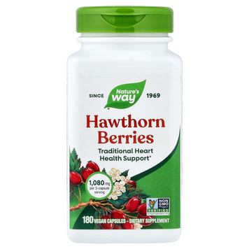 Ягоди глоду 360 мг Nature's Way Hawthorn Berries - 180 веганських капсул, фото