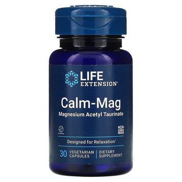 Life Extension, Calm-Mag, ацетил тауринат магнію, 30 вегетаріанських капсул (LEX-24343), фото