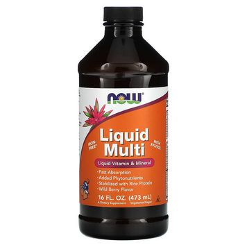 NOW Foods, Liquid Multi, Рідкі мультивітаміни, зі смаком диких ягід, 473 мл (NOW-03773), фото