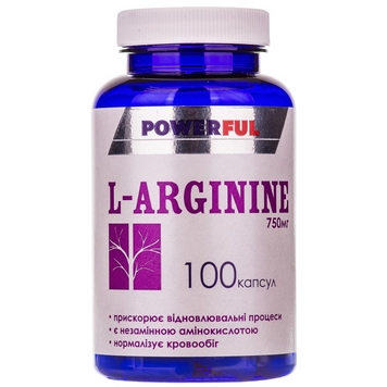 L-аргінін 750 мг + цинк 25 мг POWERFUL L-Arginine + Zink - 100 капсул, фото