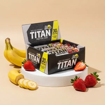 Протеиновые батончики FitWin TITAN BAR | клубника + банан - 85 г - 9 шт, фото