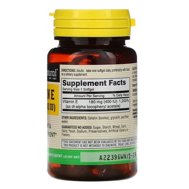 Mason Natural, Вітамін E, 180 мг (400 МО), 100 м'яких таблеток (MAV-05051), фото