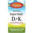 Carlson Labs, Super Daily витамины D3 и K2 в жидкой форме, 25 мкг (1000 МЕ) и 22,5 мкг, растительная формула, 360 вегетарианских капель, 10,16 мл (CAR-10500), фото
