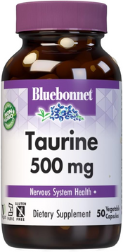 Bluebonnet Nutrition, таурин, 500 мг, 50 рослинних капсул (BLB-00084), фото