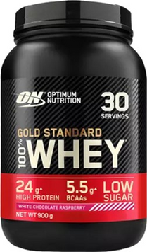 (EU) Optimum Nutrition, Сывороточный протеин, 100% Whey Gold Standard, Белый шоколад с малиной, 900 г (OPN-98320), фото