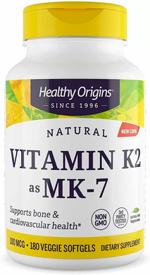 Healthy Origins, Витамин K2 в форме MK7, натуральный, 100 мкг, 180 капсул в растительной оболочке (HOG-27446), фото