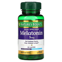 Nature's Bounty, Подвійний спектр, мелатонін, 5 мг, 60 двошарових таблеток (NRT-53098), фото