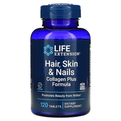 Life Extension, Для волос, кожи и ногтей, формула с коллагеном, 120 таблеток (LEX-23221), фото