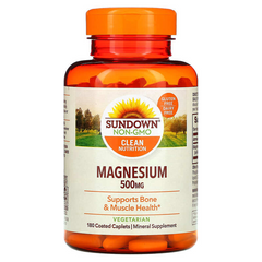 Sundown Naturals, Магній, 500 мг, 180 капсулоподібних таблеток в оболонці (SDN-30173), фото