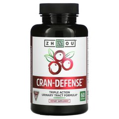 Zhou Nutrition, Cran-Defense, добавка для поддержки мочевыводящих путей, 60 капсул (ZHO-00608), фото