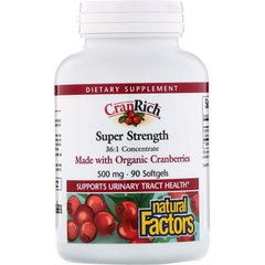 Клюква экстракт (суперконцентрат), Cranberry Concentrate, Natural Factors, 500 мг, 90 капсул (NFS-04514), фото