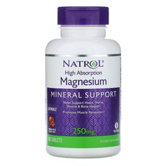 Natrol, магний с высоким усвоением, натуральный ароматизатор «Клюква и яблоко», 250 мг, 60 таблеток (NTL-07066), фото