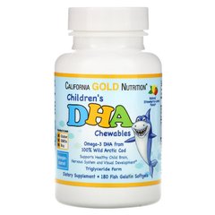Омега-3 дитячий, Children's DHA, California Gold Nutrition, полунично-лимонний, 180 капсул (CGN-01098), фото