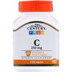 21st Century, Вітамін C, 250 мг, 110 таблеток (CEN-22294), фото