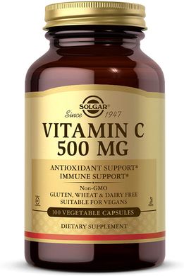 Solgar, витамин C, 500 мг, 100 растительных капсул (SOL-03260), фото
