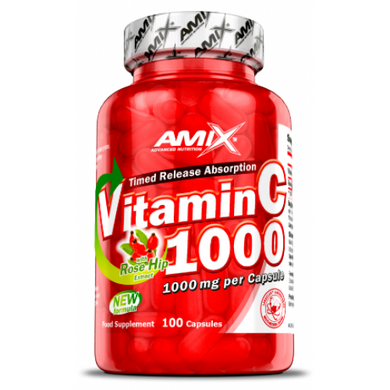 Amix, Вітамін C + шипшина, 1000 мг, 100 веганських капсул (820349), фото