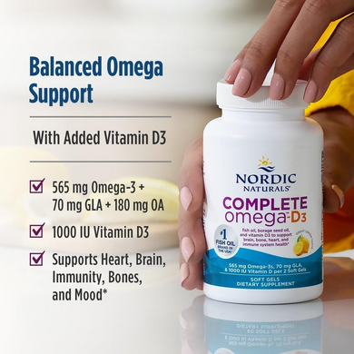 Nordic Naturals, Комплекс Омега 3-6-9 + D3, лимон, 500 мг, 60 мягких таблеток (NOR-01778), фото
