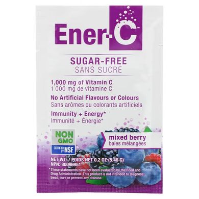 Ener-C, Витамин C, мультивитаминная смесь для напитков, без сахара, ягодная смесь, 1000 мг, 30 пакетиков по 5,46 г (ENR-00132), фото