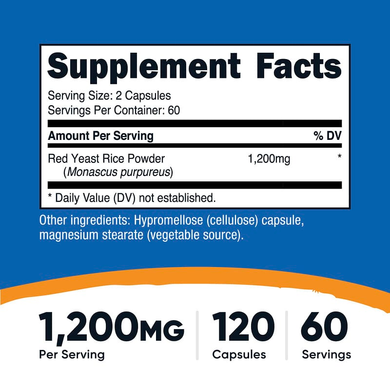 Червоний дріжджовий рис 600 мг Nutricost - 120 капсул, фото