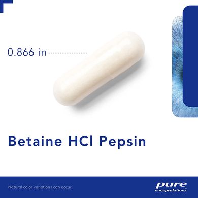 Бетаїн HCl / пепсин, Betaine HCL / Pepsin, Pure Encapsulations, 250 капсул (PE-00029), фото