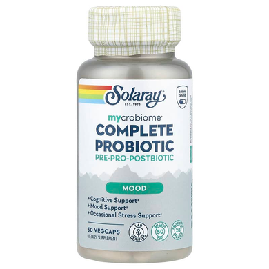 Повноцінний пробіотик для покращення настрою Solaray Mycrobiome Complete Probiotic Mood - 30 капсул VegCap, фото