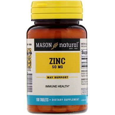 Цинк, 50 мг, Zinc, Mason Natural, 100 таблеток (MAV-06911), фото