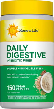 Пребиотическая клетчатка для пищеварения Renew Life Daily Digestive Prebiotic Fiber - 150 веганских капсул, фото