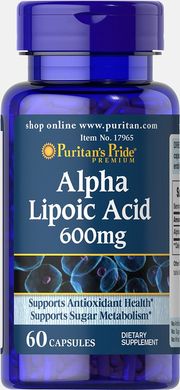 Альфа-ліпоєва кислота, Alpha Lipoic Acid, Puritan's Pride, 600 мг, 60 капсул (PTP-17965), фото