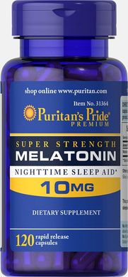 Мелатонин, Puritan's Pride, 10 мг, 120 капсул (PTP-31364), фото