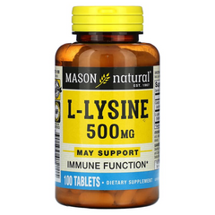 Mason Natural, L-лізин, 500 мг, 100 таблеток (MAV-07211), фото