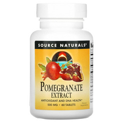 Source Naturals, Экстракт граната, Pomegranate Extract, 500 мг, 60 таблеток (SNS-01627), фото