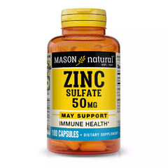 Цинку сульфат, 50 мг, Zinc Sulfate, Mason Natural, 100 капсул (MAV-17671), фото
