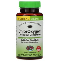 Herbs Etc., ChlorOxygen, концентрат хлорофилла, 60 быстродействующих мягких капсул (HEC-51926), фото