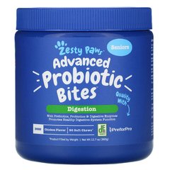 Zesty Paws, Advanced Probiotic Bites для собак, травлення, люди похилого віку, курячий смак, 90 м'яких жувальних шматочків, 360 г (ZTP-59000), фото