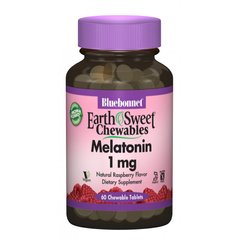 Мелатонін 1 мг, смак малини, Earth Sweet Chewables, Bluebonnet Nutrition, 60 жувальних таблеток (BLB-00990), фото