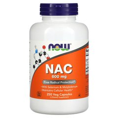 Now Foods, NAC (N-ацетилцистеїн), 600 мг, 250 рослинних капсул (NOW-00086), фото