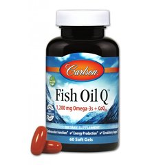 Омега-3 + коензим Q10, Fish Oil Q, Carlson Labs, 60 гелевих капсул (CAR-01673), фото
