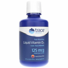 Жидкий витамин Д3, Liquid Vitamin D3, Trace Minerals Research, 5000 МЕ, тропическая вишня, 473 мл (TMR-00189), фото