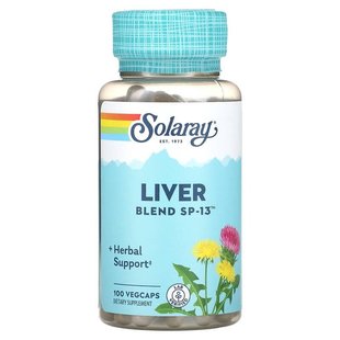 Solaray, Liver Blend SP-13, 100 капсул, які легко ковтати (SOR-02130), фото