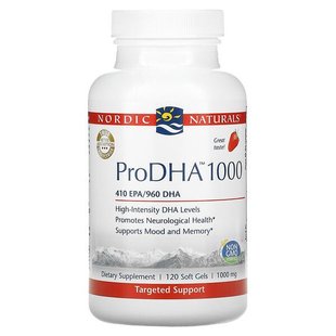 Nordic Naturals, ProDHA 1000, зі смаком полуниці, 1000 мг, 120 м'яких желатинових капсул (NOR-01746), фото