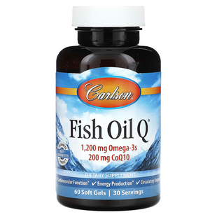 Омега-3 + коензим Q10, Fish Oil Q, Carlson Labs, 60 гелевих капсул (CAR-01673), фото