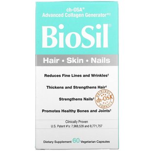 BioSil by Natural Factors, ch-OSA, покращене джерело колагену, 60 вегетаріанських капсул (NFS-39183), фото