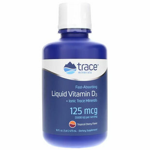 Жидкий витамин Д3, Liquid Vitamin D3, Trace Minerals Research, 5000 МЕ, тропическая вишня, 473 мл (TMR-00189), фото