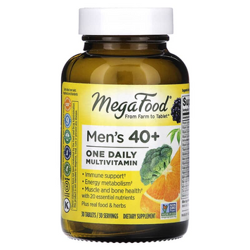 MegaFood, Men Over 40, мультивитамины для мужчин старше 40 лет, для приема один раз в день, 30 таблеток (MGF-10268), фото